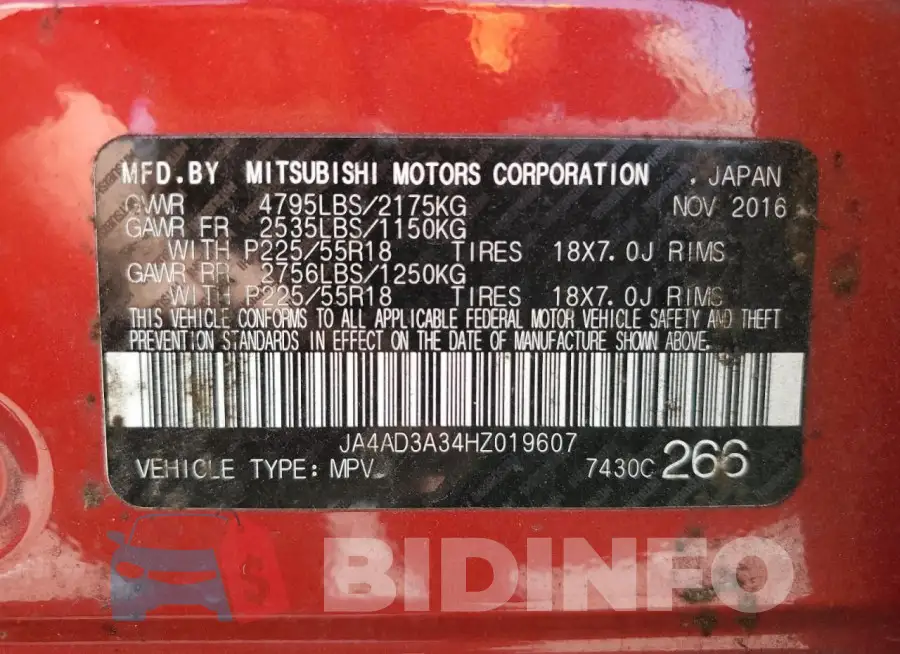 JA4AD3A34HZ019607 Photo# 13