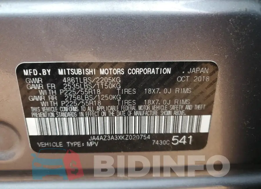 JA4AZ3A3XKZ020754 Photo# 13