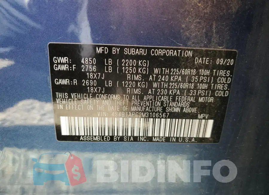 4S4BTAPC2M3106567 Photo# 13