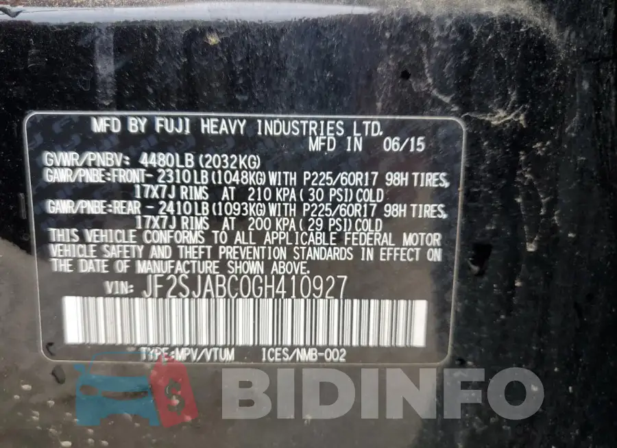 JF2SJABC0GH410927 Photo# 13