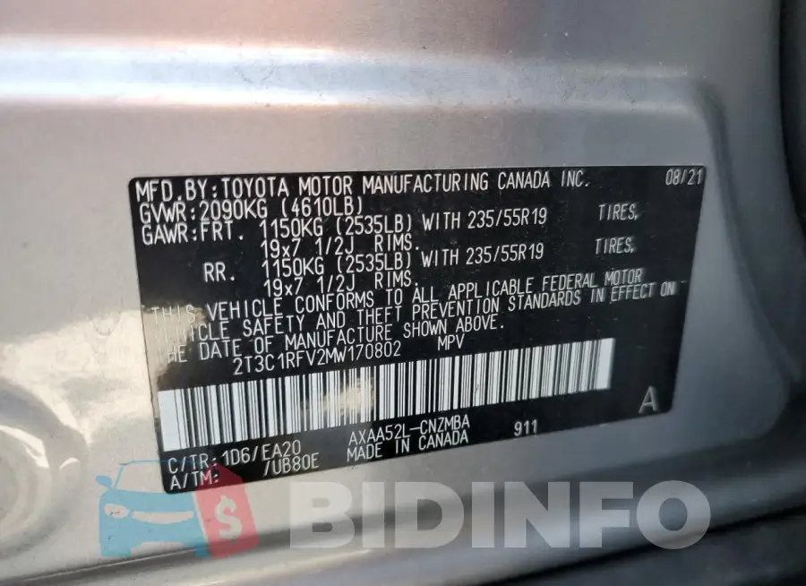 2T3C1RFV2MW170802 Photo# 14