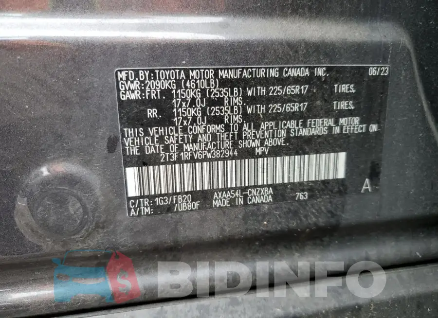 2T3F1RFV6PW382944 Photo# 12