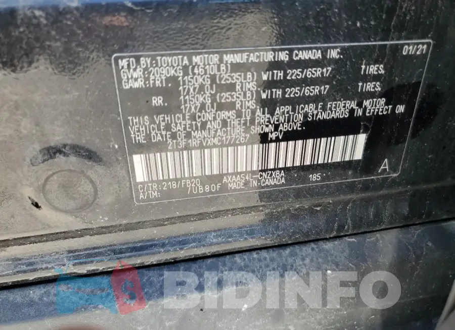 2T3F1RFVXMC177267 Photo# 12