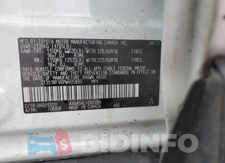 2T3S1RFV6PW405895 Photo# 12