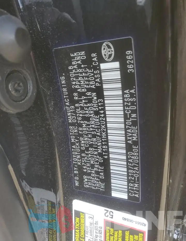 4T1B11HK2KU244113 Photo# 13