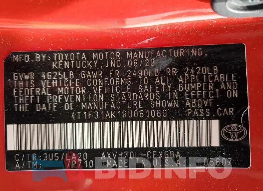 4T1F31AK1RU061060 Photo# 12