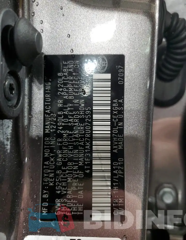 4T1F31AK7RU072595 Photo# 12