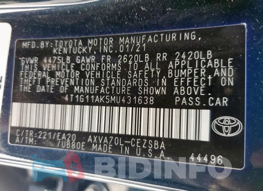 4T1G11AK5MU431638 Photo# 12