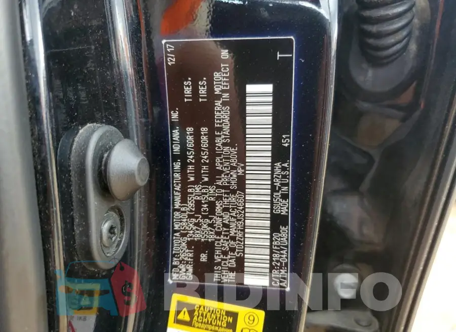 5TDZZRFH9JS246607 Photo# 14