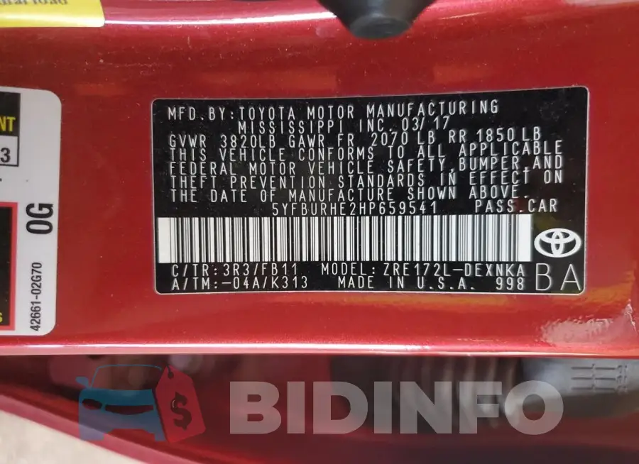 5YFBURHE2HP659541 Photo# 13