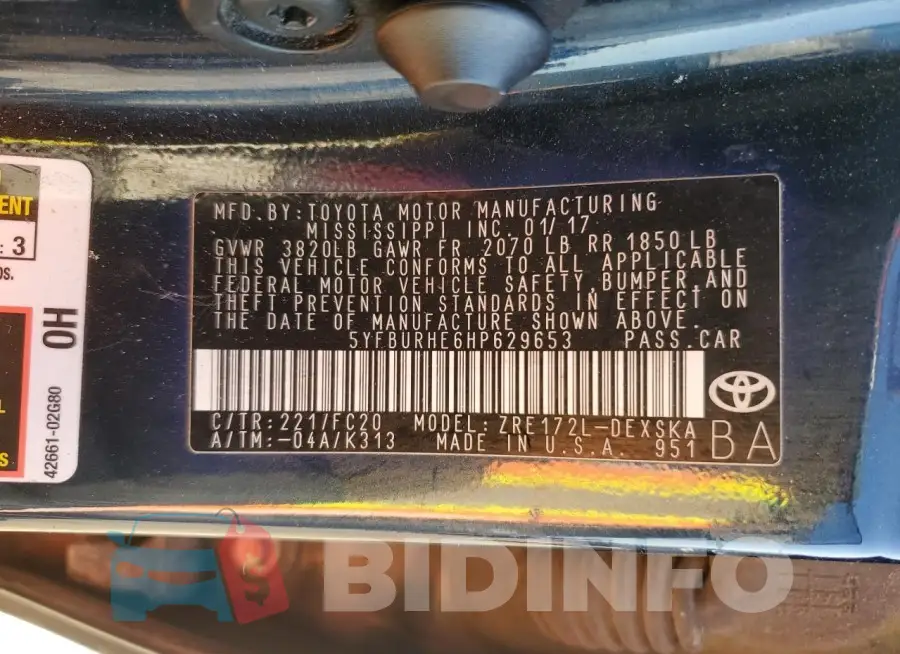 5YFBURHE6HP629653 Photo# 13