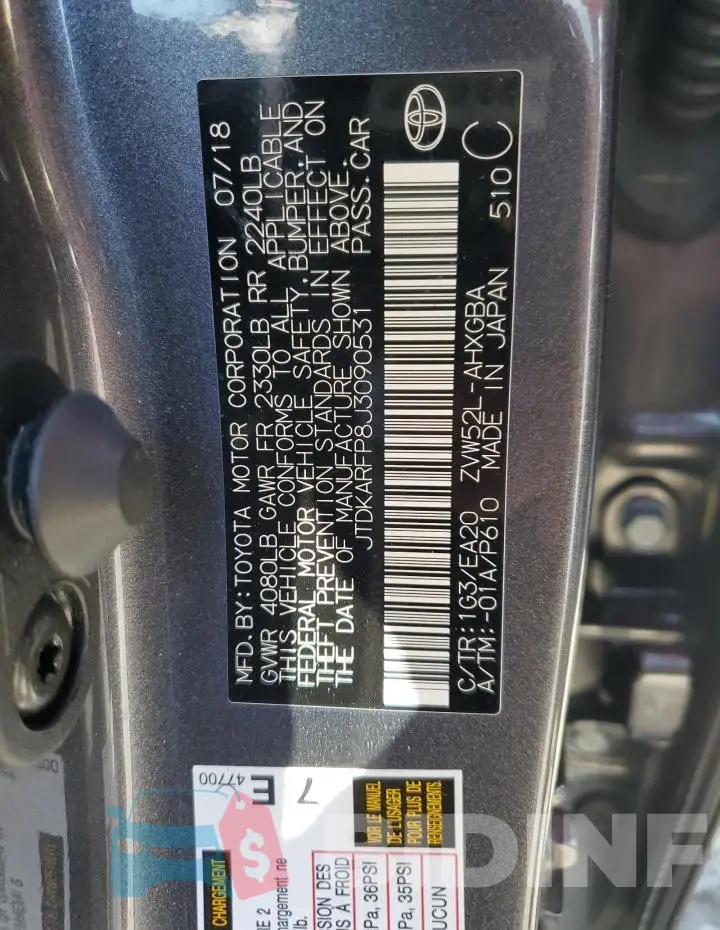 JTDKARFP8J3090531 Photo# 13
