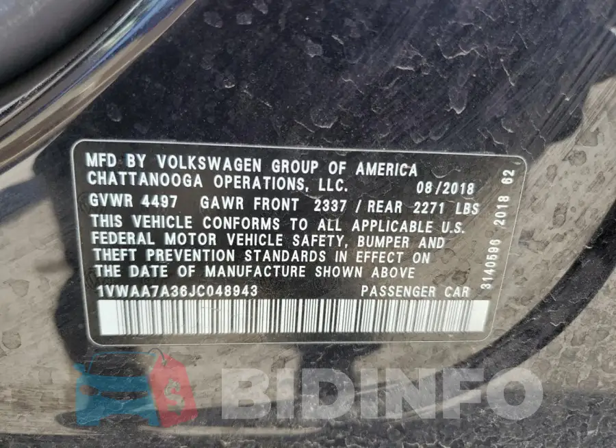 1VWAA7A36JC048943 Photo# 12