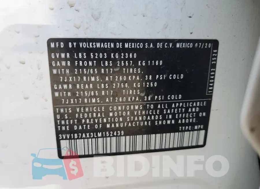 3VV1B7AX3LM152439 Photo# 13