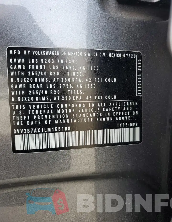 3VV3B7AX1LM155168 Photo# 13