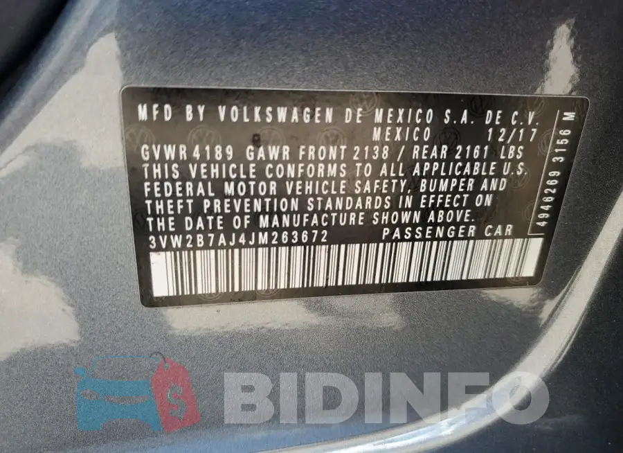 3VW2B7AJ4JM263672 Photo# 12