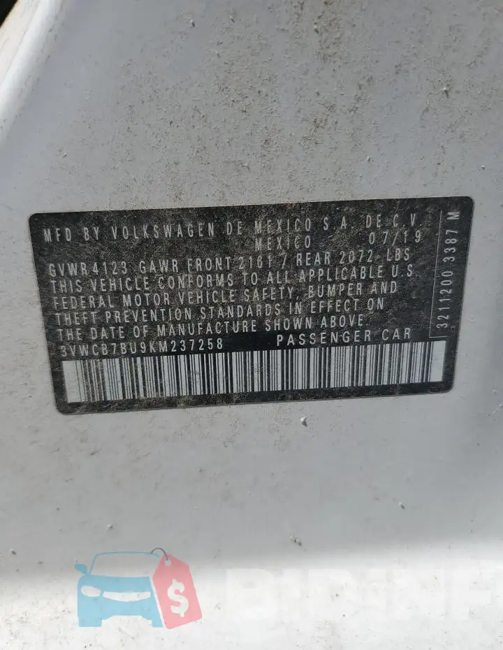 3VWCB7BU9KM237258 Photo# 12