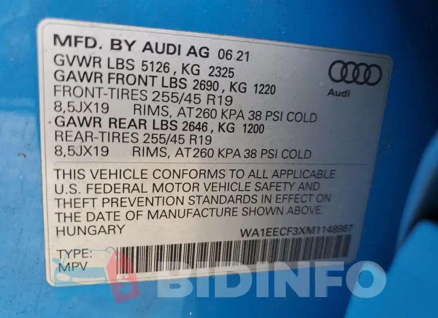 WA1EECF3XM1148967 Photo# 13