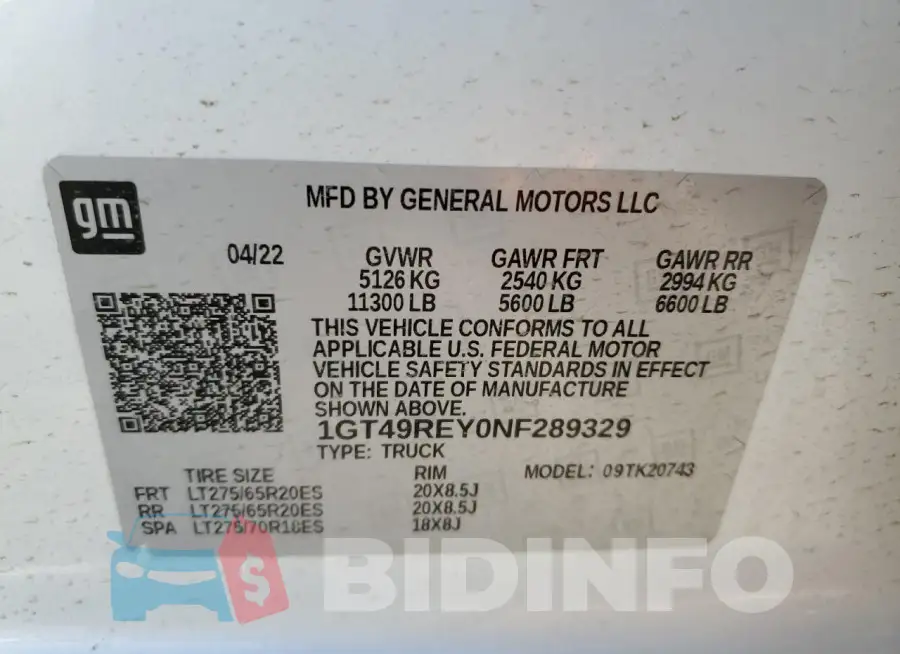1GT49REY0NF289329 Photo# 13