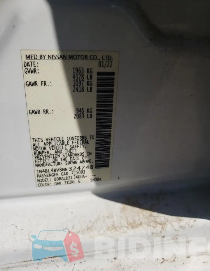 1N4BL4BV8NN324748 Photo# 12