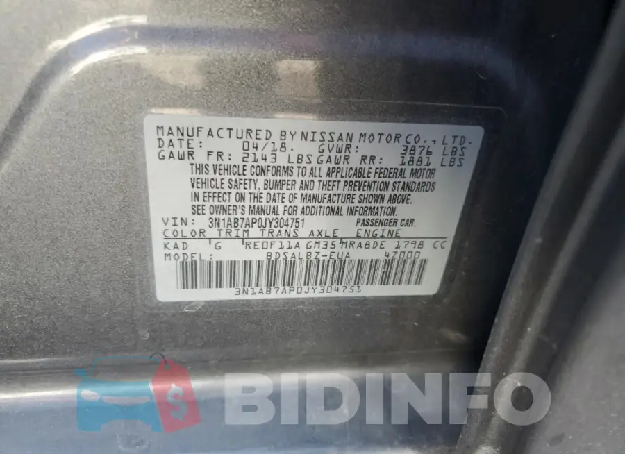 3N1AB7AP0JY304751 Photo# 13