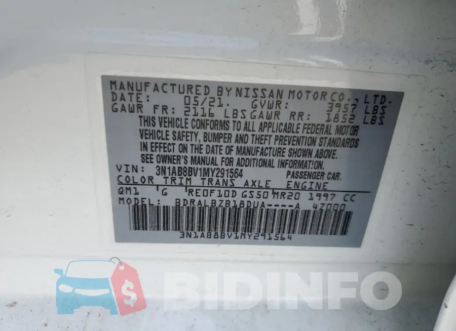 3N1AB8BV1MY291564 Photo# 12