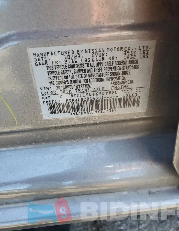 3N1AB8BV1RY237057 Photo# 13