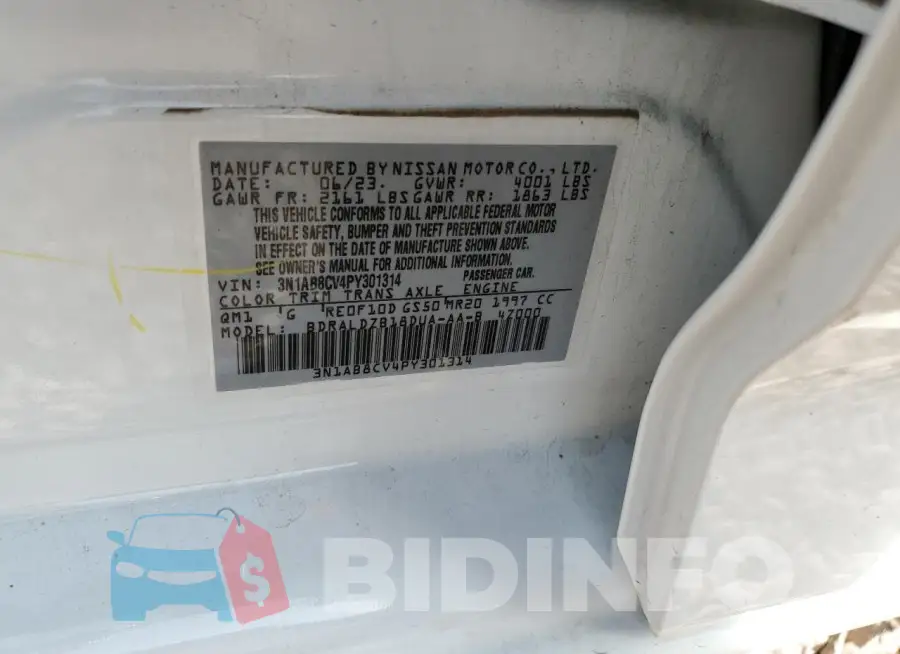 3N1AB8CV4PY301314 Photo# 12