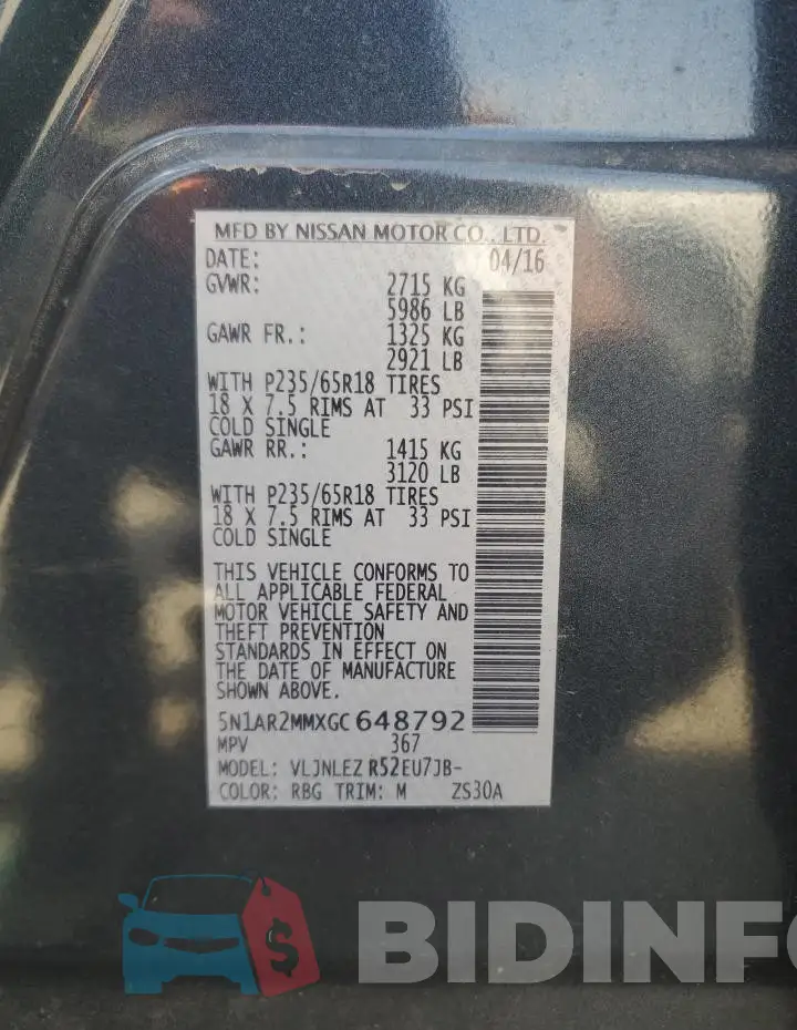 5N1AR2MMXGC648792 Photo# 14