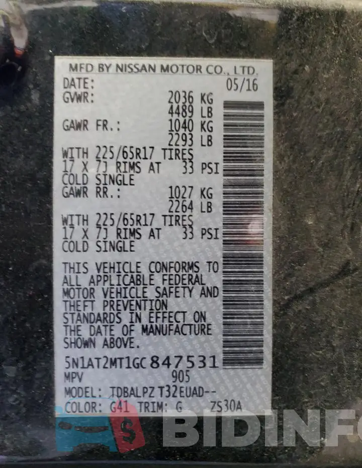5N1AT2MT1GC847531 Photo# 14