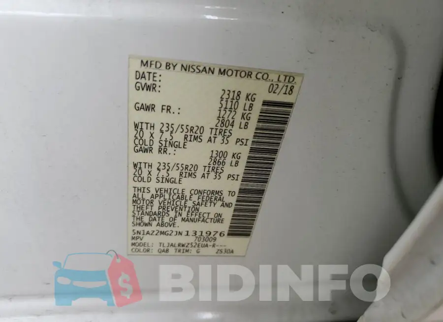 5N1AZ2MG2JN131976 Photo# 13