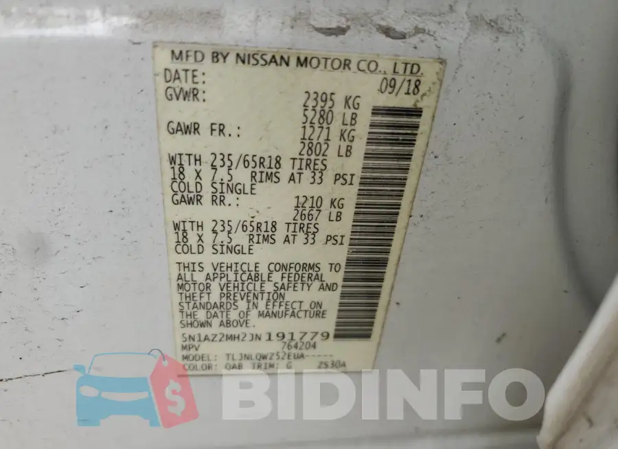 5N1AZ2MH2JN191779 Photo# 14