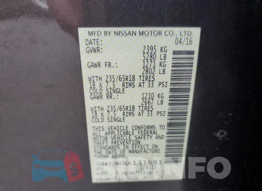 5N1AZ2MH3GN131681 Photo# 12