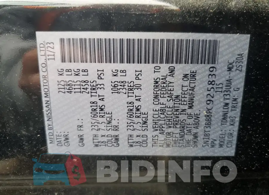 5N1BT3BB8PC925839 Photo# 14
