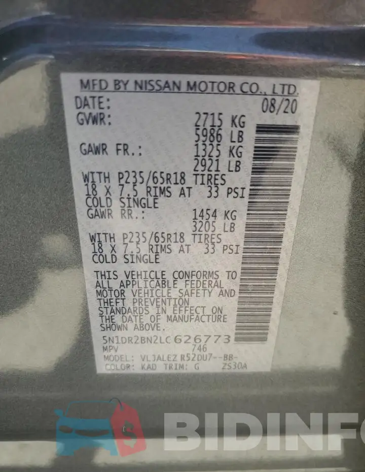 5N1DR2BN2LC626773 Photo# 12