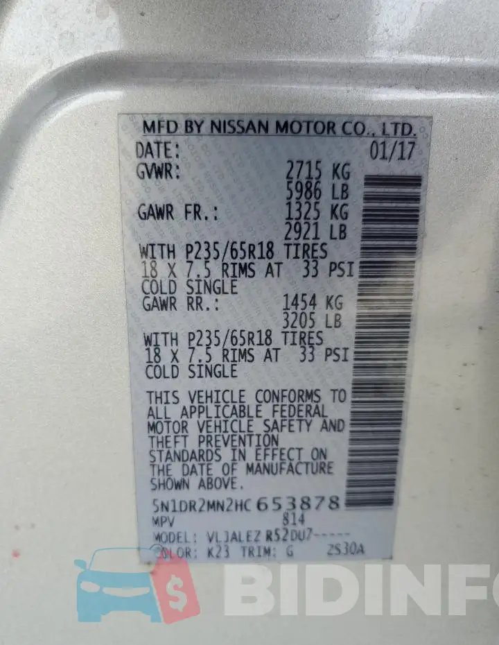 5N1DR2MN2HC653878 Photo# 13