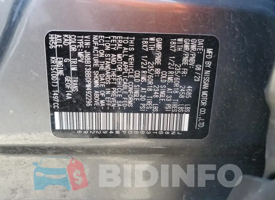 JN8BT3BB0PW492296 Photo# 13