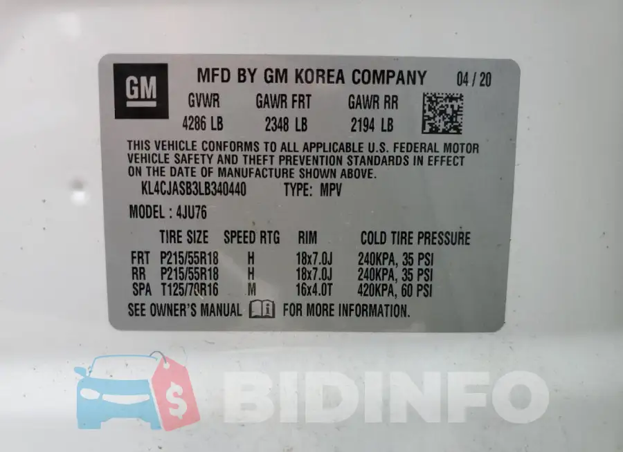KL4CJASB3LB340440 Photo# 12