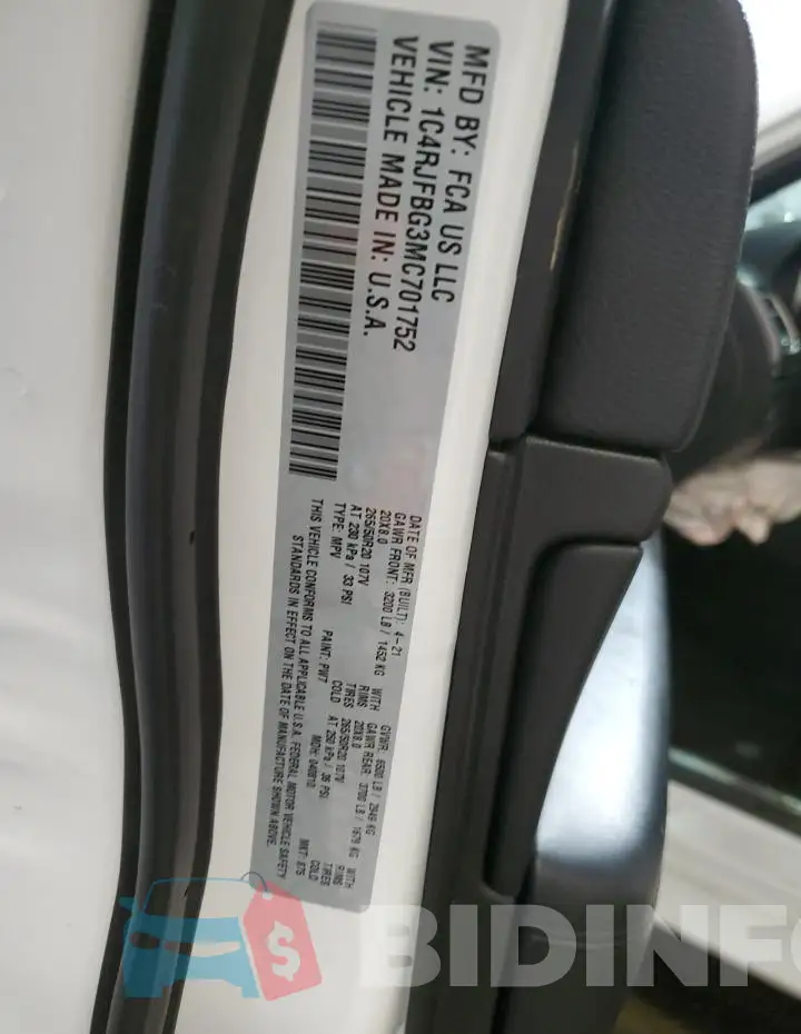 1C4RJFBG3MC701752 Photo# 14