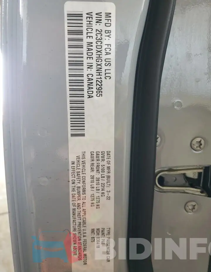 2C3CDXHGXNH122965 Photo# 12