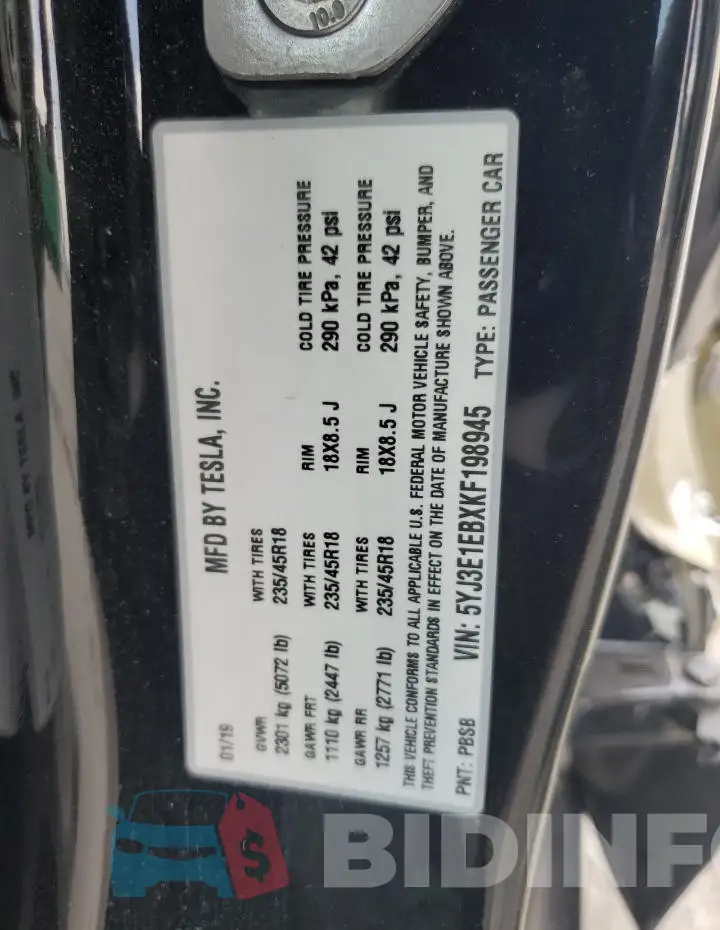 5YJ3E1EBXKF198945 Photo# 12