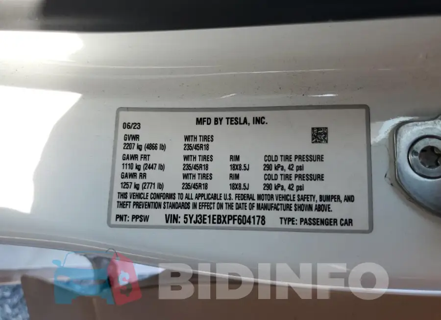 5YJ3E1EBXPF604178 Photo# 13