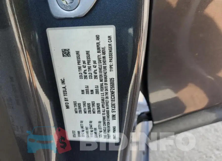 5YJ3E1ECXNF266805 Photo# 12