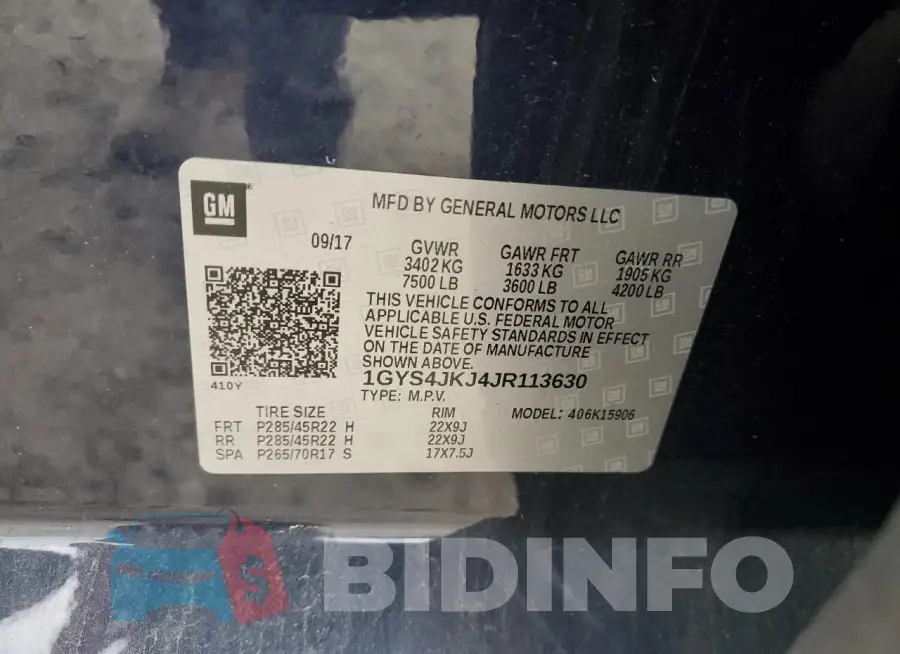 1GYS4JKJ4JR113630 Photo# 12