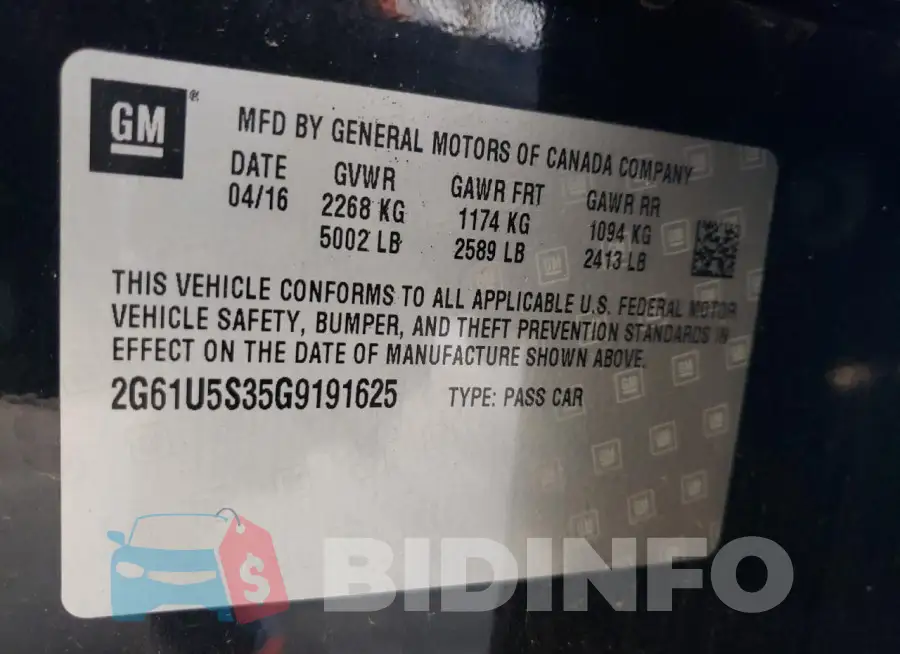 2G61U5S35G9191625 Photo# 12