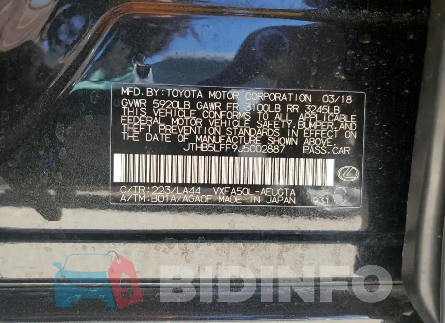JTHB5LFF9J5002887 Photo# 13