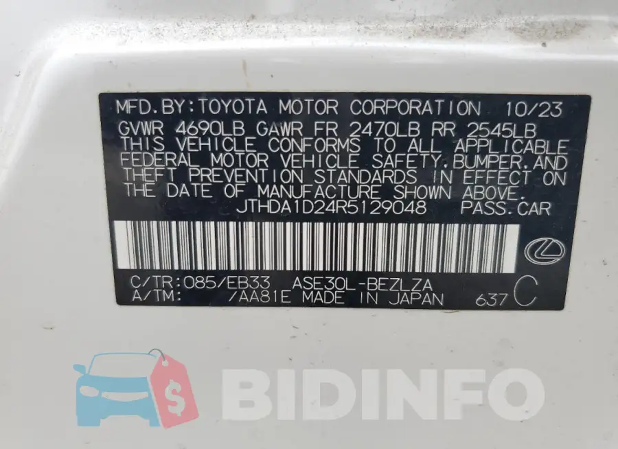 JTHDA1D24R5129048 Photo# 12