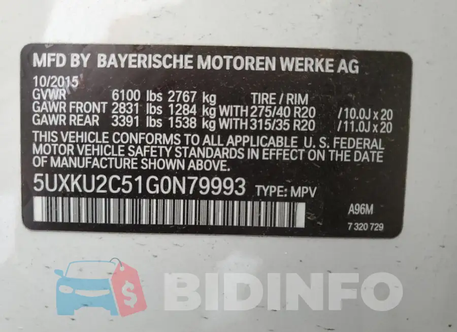 5UXKU2C51G0N79993 Photo# 13