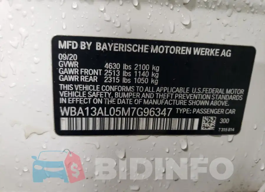 WBA13AL05M7G96347 Photo# 12