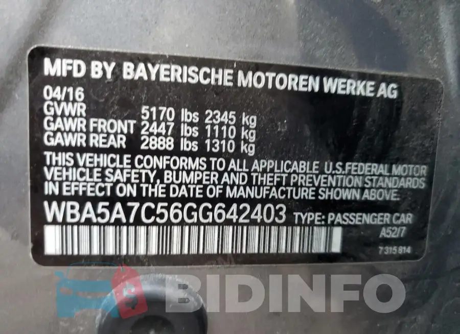 WBA5A7C56GG642403 Photo# 13